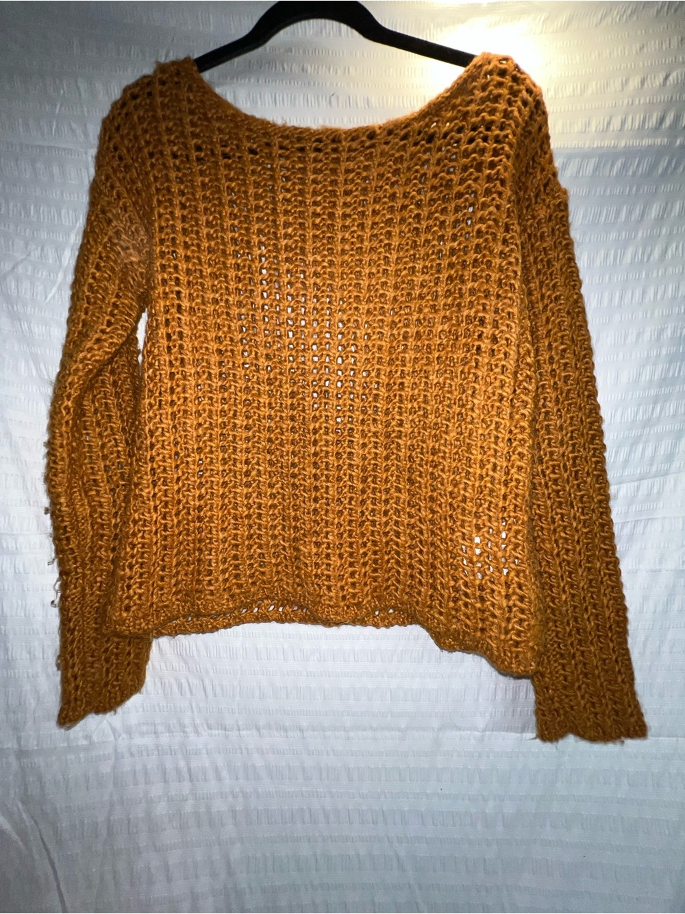 Esprit Open-Knit Scoop Neck Sweater in Mustard